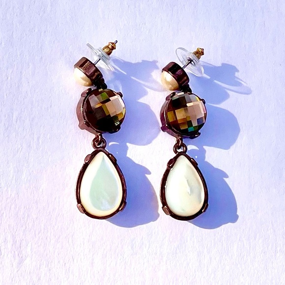 CHICO'S Brown Queen's Royal Jewels Earrings Dangle Glamour Event Designer Trendy - Picture 5 of 13